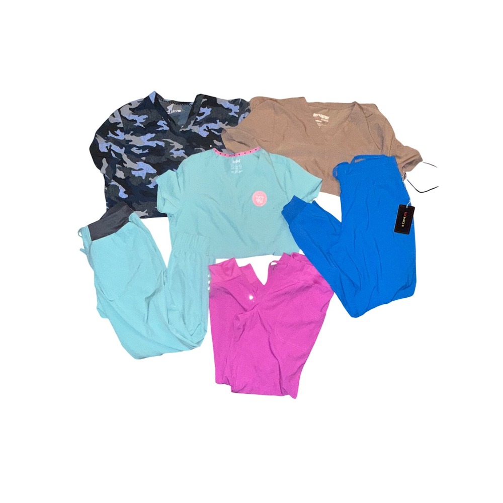 NWT 6 piece Scrubs Lot Women Small Grey's Anatomy Koi Heartsoul fig inspired